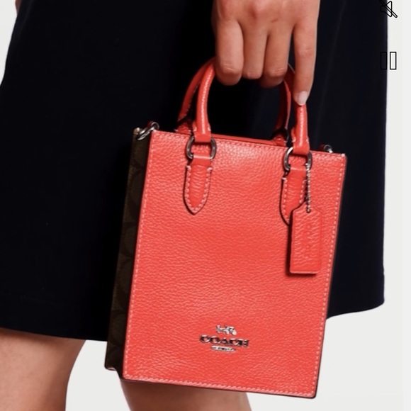 Coach North South Mini Tote With Signature Canvas - Picture 2 of 5